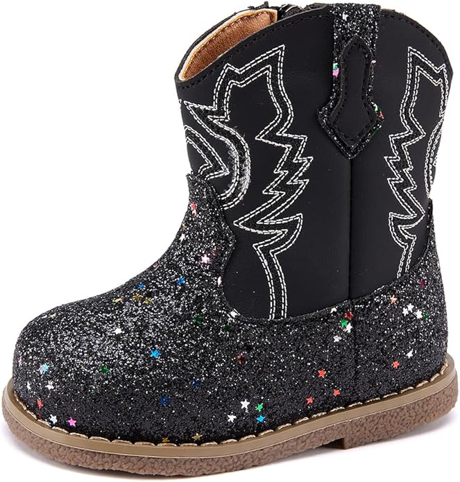 BMCiTYBM Baby Cowboy Cowgirl Boots Infant Western Shoes Boys Girls Round Toe Boots All Seasons 6-24 Months