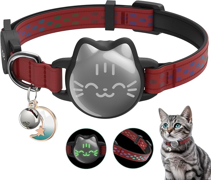 typecase Waterproof Airtag Cat Collar, Reflective Fish Pattern, Lightweight by typecase