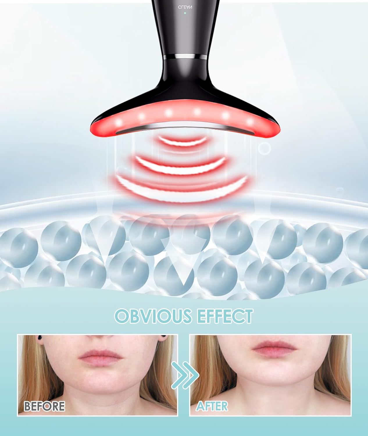 7 Color Neck Face Massager - Facial Massager Tool for Skin Care at Home, Vibrating Face Massager with Thermals, Galvanic Machines Black