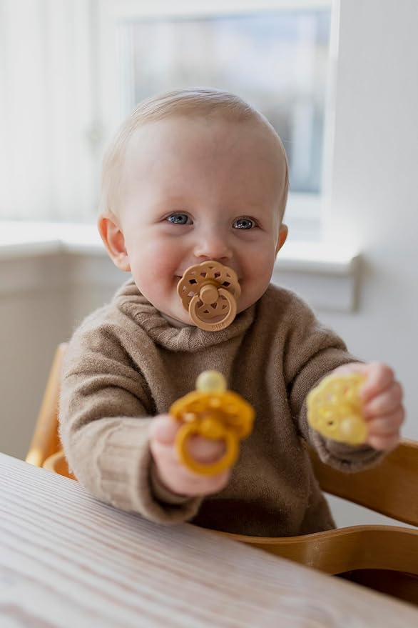 BIBS Boheme Soother 4-Pack | BPA Free Dummy Pacifier | Round Nipple | Natural Rubber Latex | Made in Denmark| Size 0-6 Months | Dusky Lilac Mix