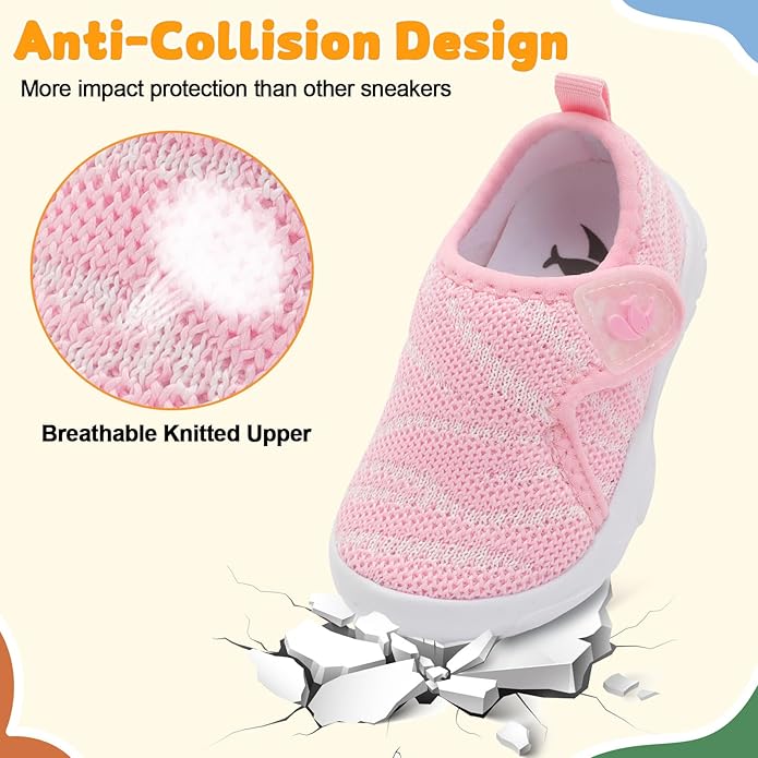 FEETCITY Baby Shoes Boys Girls First Walking Shoes Infant Sneakers Lightweight Slip On Shoe
