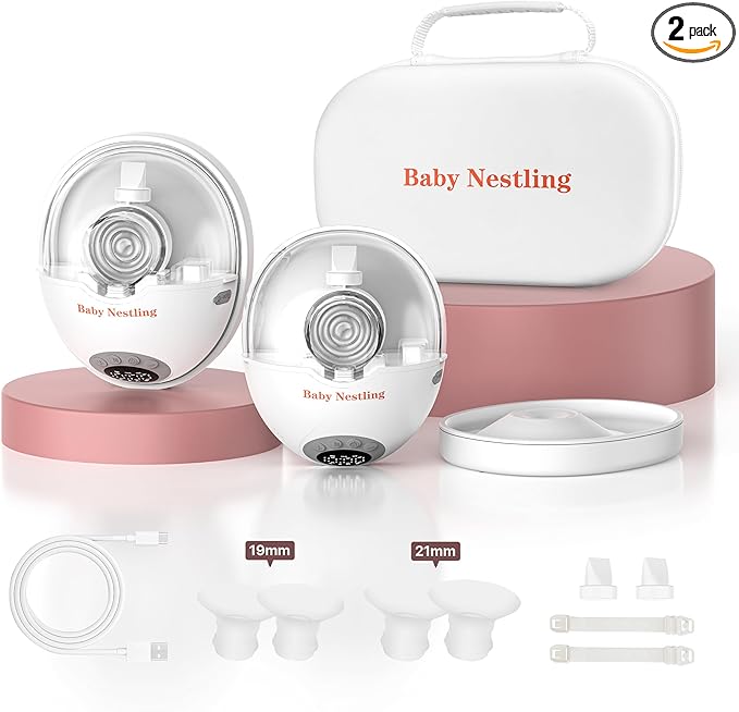 Breast Pump Hands Free, Smart Heated Base Promotes Milk Production, 40dB Quiet, Leak-Free Design, 4 Modes/12 Levels, 2Hr Cordless Wearable Breastfeeding Pump, 2 Pack Gray