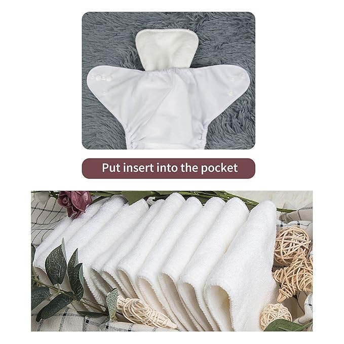 ALVABABY Baby Cloth Diaper 6 Pack with 12 Inserts One Size Cloth Diaper Covers Adjustable Washable Reusable for Baby Girls and Boys 6BM109