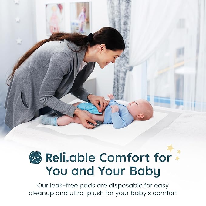 Reli. Disposable Changing Pads for Baby (55 Pack) | 18" x 24" Disposable Diaper Changing Pads, Large | Super Absorbent, Leak-Proof Liners | Waterproof, Quick Dry Underpads (White)
