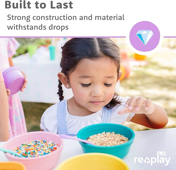 Re-Play 12 oz. Toddler Bowls Set of 4 - Kids Deep-Walled, Durable & Reusable Snack and Meal Bowls, Dishwasher & Microwave Safe, BPA-Free, Made in USA from Recycled Plastic, Easter
