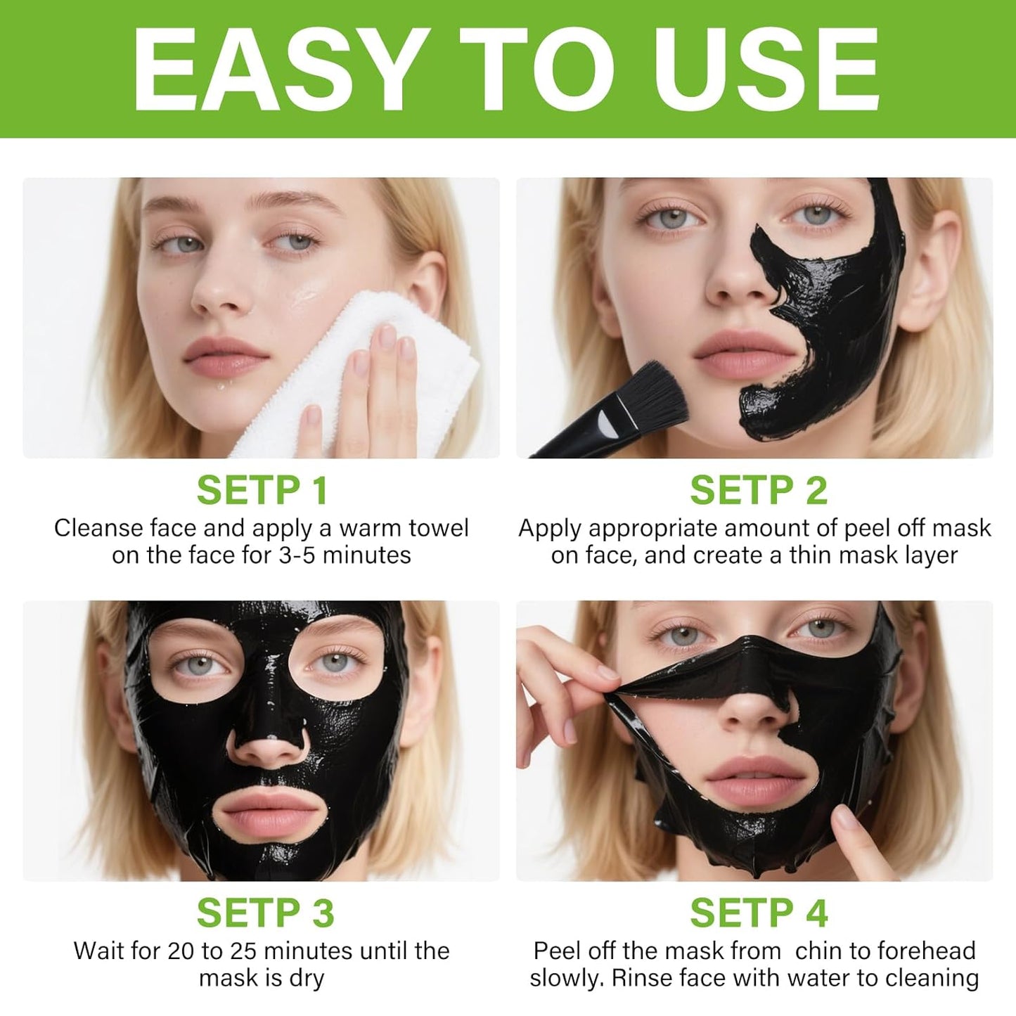Blackhead Remover Mask for Women & Men, Bamboo Charcoal Peel Off Black Masks,Oil Control Deep Cleansing,for All Skin Types（4.23OZ）