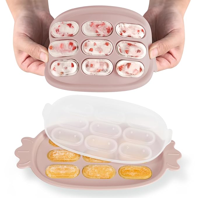 Haakaa Baby Popsicle Mold - Baby Food Maker & Breastmilk Teething Freezer Tray - BPA Free Silicone-Pink