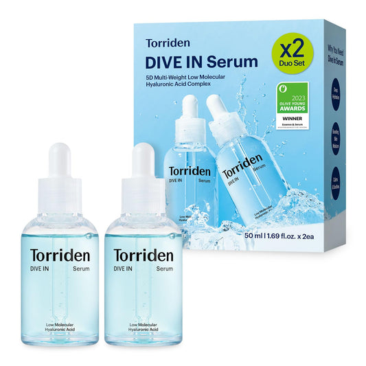 Torriden DIVE IN Hyaluronic Acid Serum 50ml(1.69 fl.oz.) * 2 (Pack of 2) | Deep Hydration to Get Glow Skin | Hyaluronic Acid, Panthenol, Allantoin | Korean Facial Serum