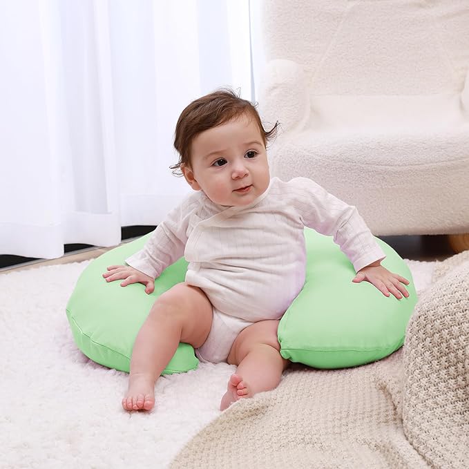 Nursing Pillow, Plus Size Breastfeeding Pillow Original Support for Baby Boys Girls Breastfeeding Essentials, with Removable Soft Cotton Cover (Green, Standard (23.62 * 18.11 * 5.91 Inches))