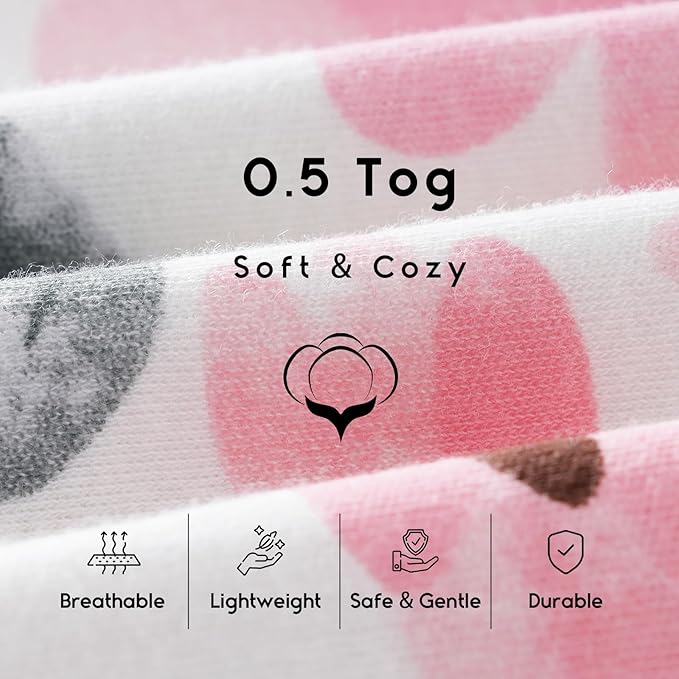 Yoofoss Baby Sleep Sack 6-12 Months 0.5 Tog Wearable Blanket for Baby, 3 Pack 100% Organic Cotton Infant Toddler Sleeping Sack 2-Way Zipper Lightweight Sleep Sack