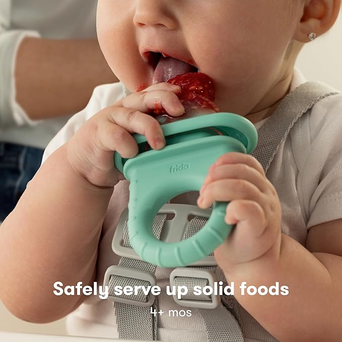 Frida Baby Push Pop Silicone Feeder, Baby Fruit Food Feeder to Safely Introduce New Foods, Fresh + Frozen, Breastmilk Popsicles, BPA Free, Dishwasher Safe | 3 Count, Teal