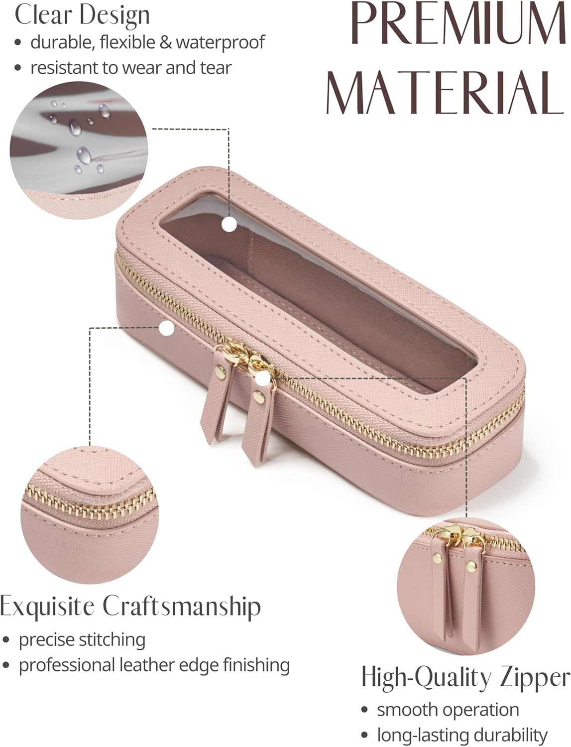 Popvibe Clear Makeup Bag Travel Cosmetic Case Transparent Toiletry Bag with Zipper, Portable Make Up Organizer Traveling Compact Car Bag for Essentials