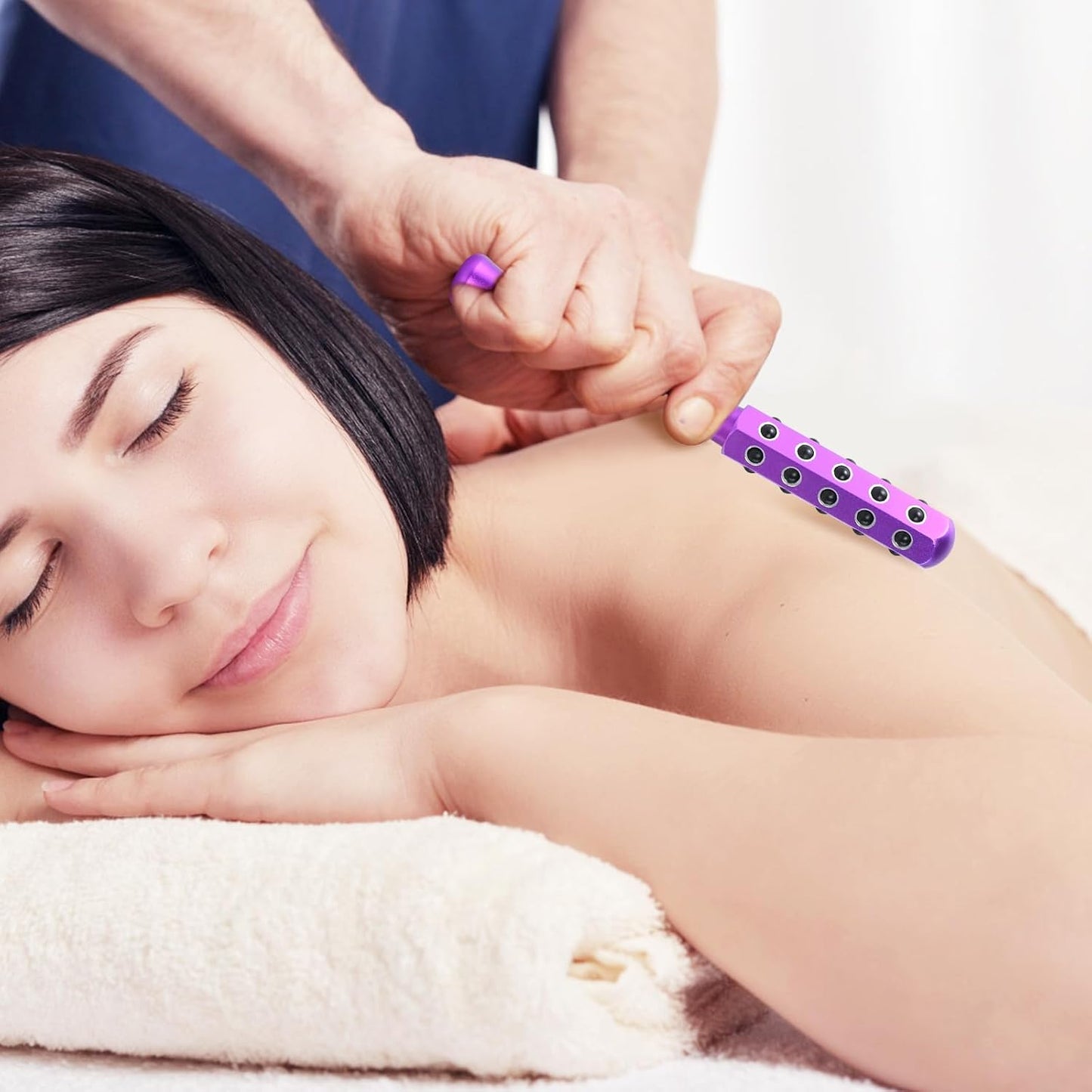 Up Lifting Massaging Beauty Roller Radiance Roller 30 Germanium Stone Face Roller for Uplift and Skin Care,Uplifting Face Massager (Purple)