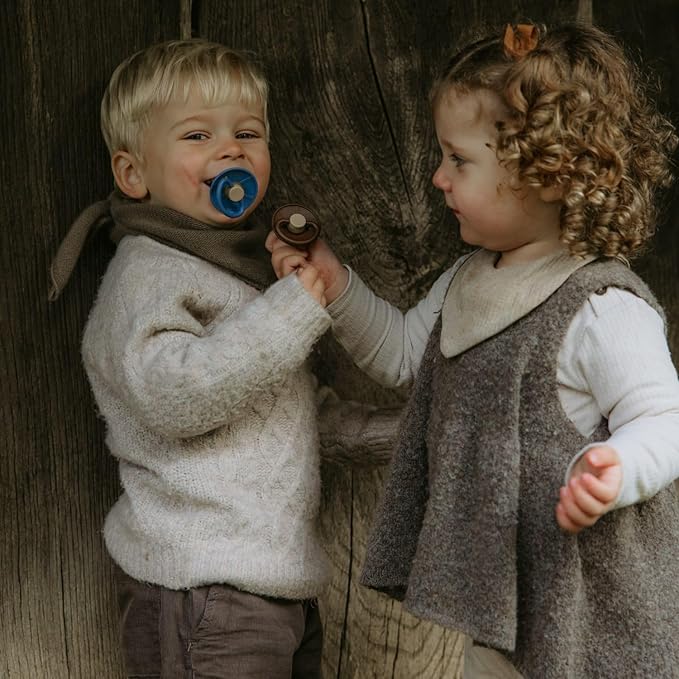FRIGG Little Viking SilkySoft Silicone Baby Pacifier 2-Pack | Made in Denmark | BPA-Free (Cocoa/Olive, 0-6 Months)