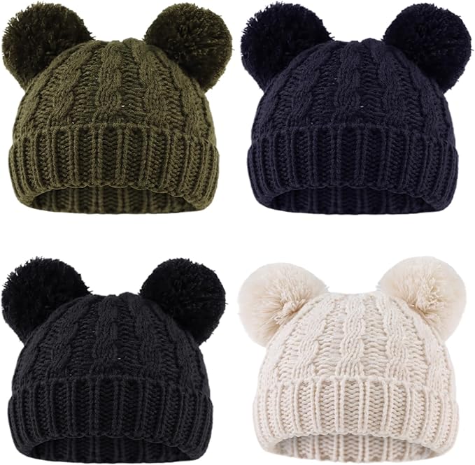 Yuoahcn Baby Girl Beanie Winter Baby Boy Hat with Pom pom Warm Infant Knitted Hats Toddler Kid Beanies