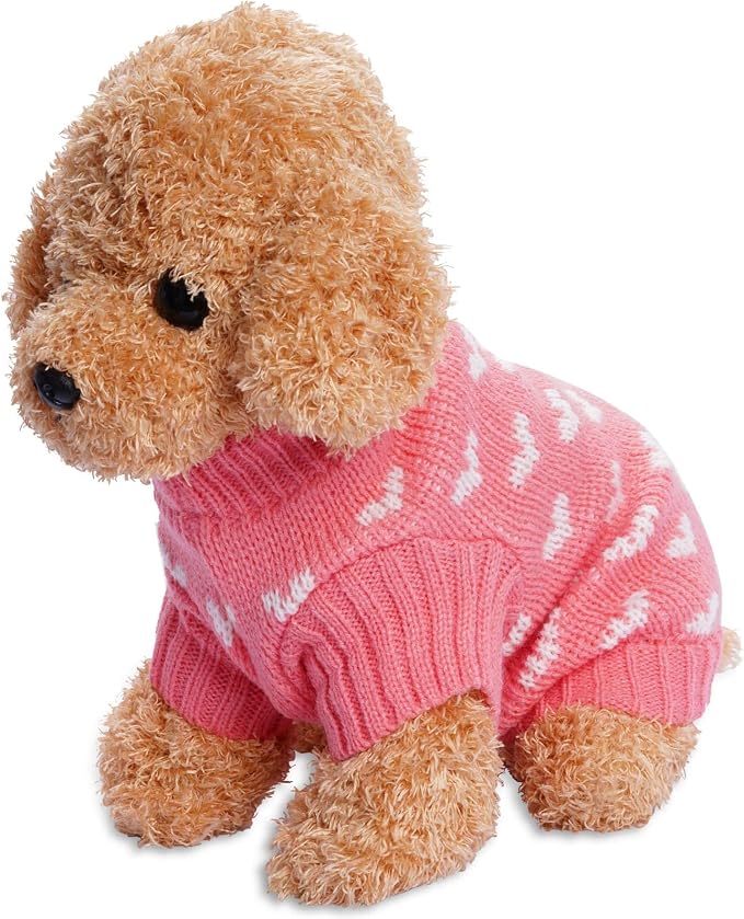 Dxhycc Dog Knitted Sweater Heart Puppy Sweater Warm Soft Pet Holiday Clothes - Image 4