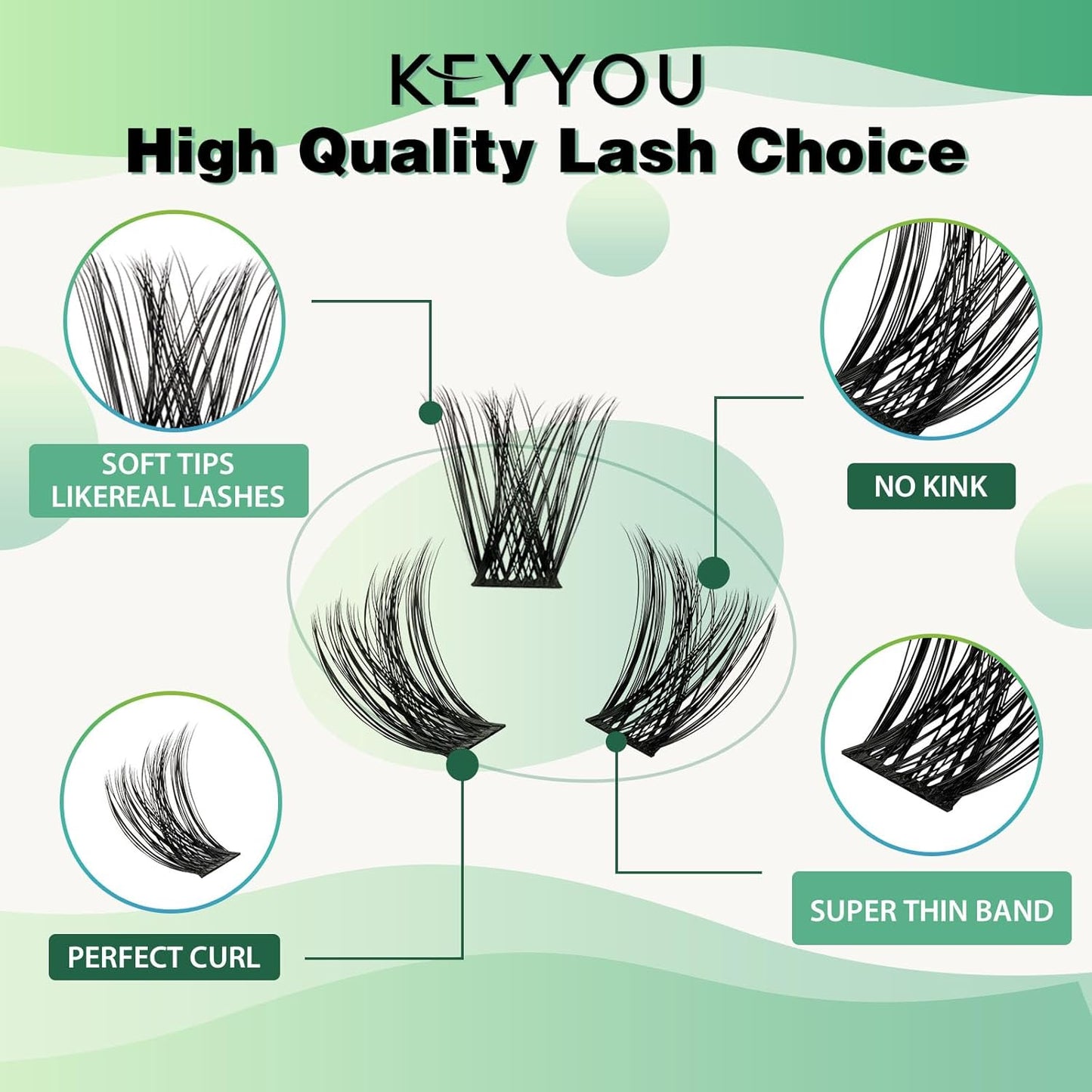 Lash Clusters 96pcs Individual Lashes Y02 D Curl 8-12MIX Cluster Lashes KEYYOU Volume Wispy Lash Extension Soft&Comfortable Easy DIY at Home(Y02,D-8-12MIX)