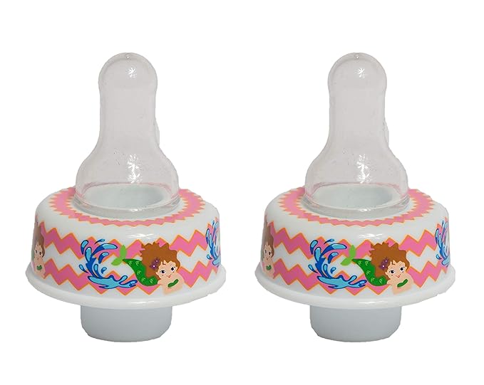 Refresh-a-Baby Reusable Bottle Top Nipple Adapter – Instantly Convert Any Bottle into a Sippy with Soft Silicone Nipples – Ideal for On-The-Go Feeding, BPA-Free, & Easy to Clean Pack of 2 (Mermaid)
