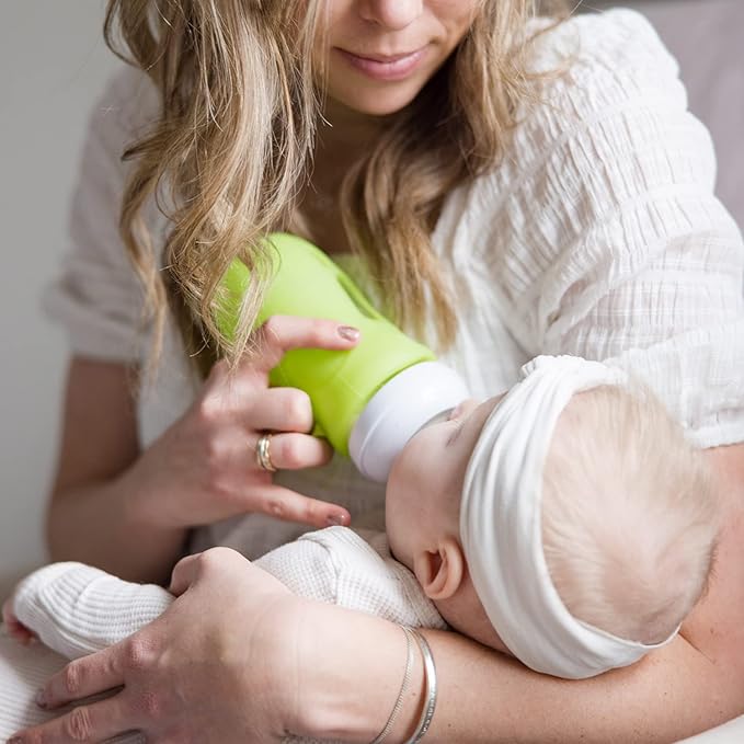 Olababy Silicone Sleeve for Avent Natural Glass Baby Bottles (8 oz, Green)