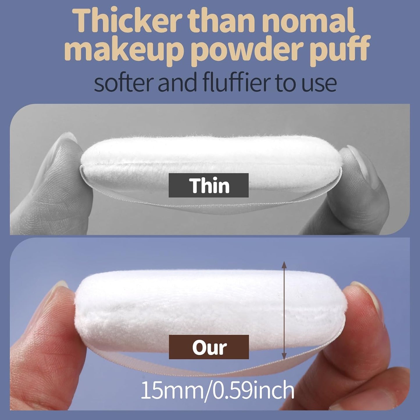 Teenitor 3pcs Setting Powder Puff 2.36 Inch, Soft Applicator for Loose and Pressed Powder, Face Makeup Puff With Cases