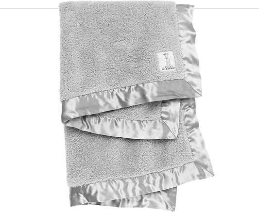 Little Giraffe Chenille Baby Blanket – 29x35” Soft Chenille with Satin Trim, Silver | Ultra-Soft, Gentle & Safe, Lightweight & Breathable for Newborns & Toddlers