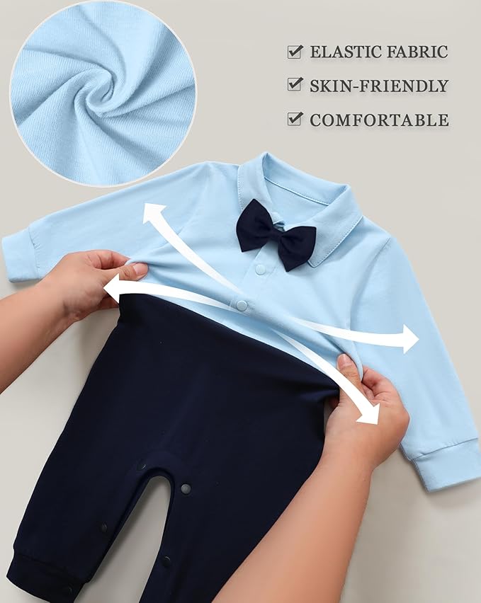 Baby Boy Clothes Gentleman Baby Suit Long Sleeve Romper+Vest+Bow Tie+Corsage 4Pcs Boys Formal Jumpsuit