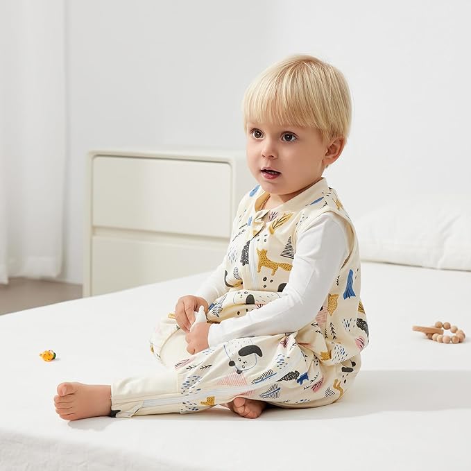 Duomiaomiao 0.5 TOG Toddler Sleep Sack 24-36 Months 100% Cotton Lightweight Baby Sleep Sack with Feet, Breathable Comfy Toddler Wearable Blanket