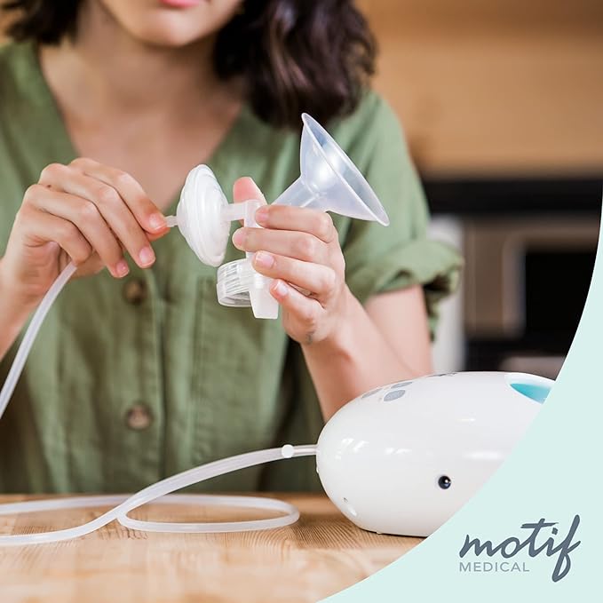 Motif Medical Luna Double Breast Pump Replacement Parts - Breast Pump Parts W/Bottles, Nipples, Tubing, Valves, Breast Shields (21mm), Diaphragms, Connectors & More - Safe Easy-to-Use Breast Pump Kit