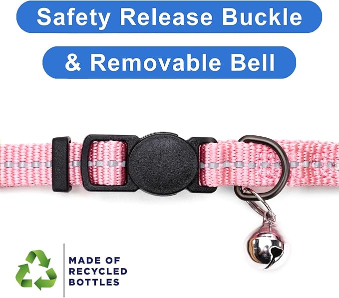 Pawtitas Recycled Pink Reflective Cat Collar – Eco-Friendly Breakaway Safety - Image 6