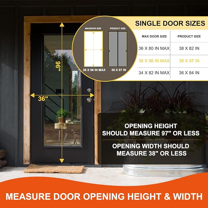 Fiberglass Magnetic Screen Door Fit Door Size 36 x 96 in- Heavy Duty Fiberglass - Image 2