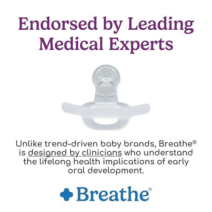 Breathe Baby Pacifier – Patented Design for Natural Oral & Facial Development - BPA-Free, Latex-Free, Pediatrician Developed - Dishwasher Safe 2 Pack (Stage 3: 7-12 Months)
