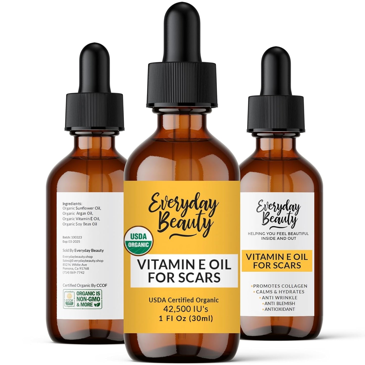 Organic Vitamin E Oil for Scars - All Natural & Vegan Skin Moisturizer 1oz - Light and Unscented Great for Scars After Surgery - Reduce Wrinkles, Anti Aging, Lighten Dark Spots - Face, Skin & All Over