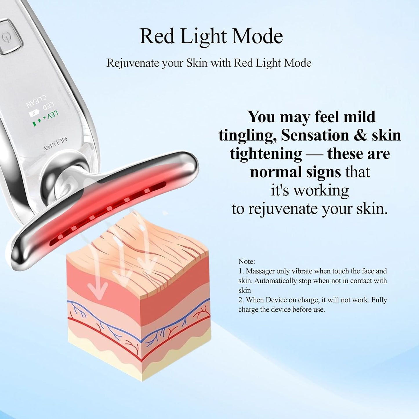 7-in-1 LED Facial & Neck Massager Tool, Red Light Therapy for Face, Reduce Fine Lines & Double Chin, Neck Tightening, True Beauty Glow Facial Massager - at Home Skin Care Sculpting Tool