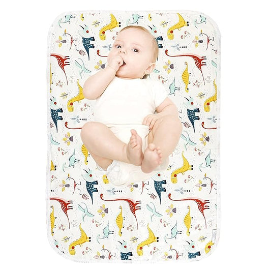 Baby Diaper Changing Pad, 21 5/8" x 31.5" Waterproof Changing Pad Liners 2Pack - Reusable Soft and Absorbent Portable Changing Mat(Dinosaur2PCS)