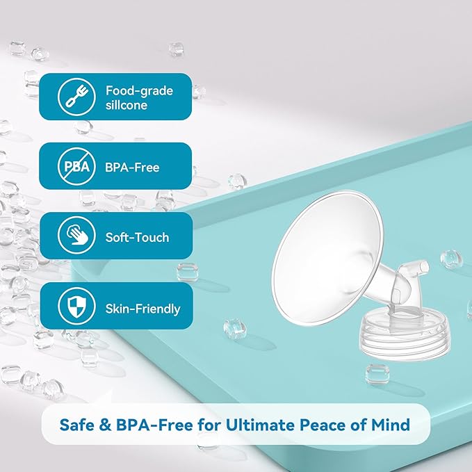 4PCS 24mm Breast Pump Flanges, Compatible with Spectra S1/S2/9Plus/Synergy Gold, Motif Luna, Wide-Mouth Bottle Fit, Breast Pump Accessories