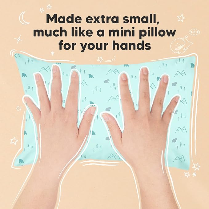 Mini Toddler Pillow with Pillowcase - 9x13 My Little Dreamy Travel Kids Pillow for Sleeping, Toddler Bed, Small, Tiny, Organic Cotton Pillowcase, Soft & Breathable, Kids 2-4 Years Old (Polar)