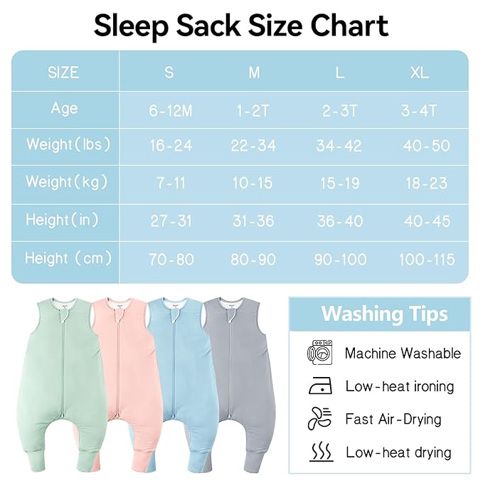 Rayon Made From Bamboo Sleep Sack 24-36 Months 0.5 Tog Ultra Soft Summer Toddler Sleep Sack 2t-3t with Feet 2-Way Zipper Lightweight Baby Sleeping Bag with Legs Thin Baby Wearable Blanket-Blue