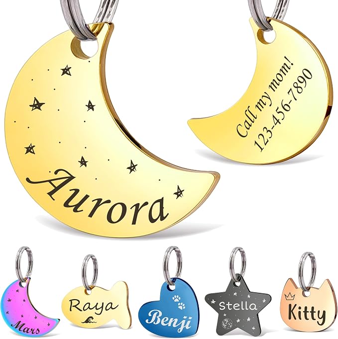 Anavia Small Size Dog Cat ID Tags, Small/XS Personalized Color Plated Stainless by Anavia