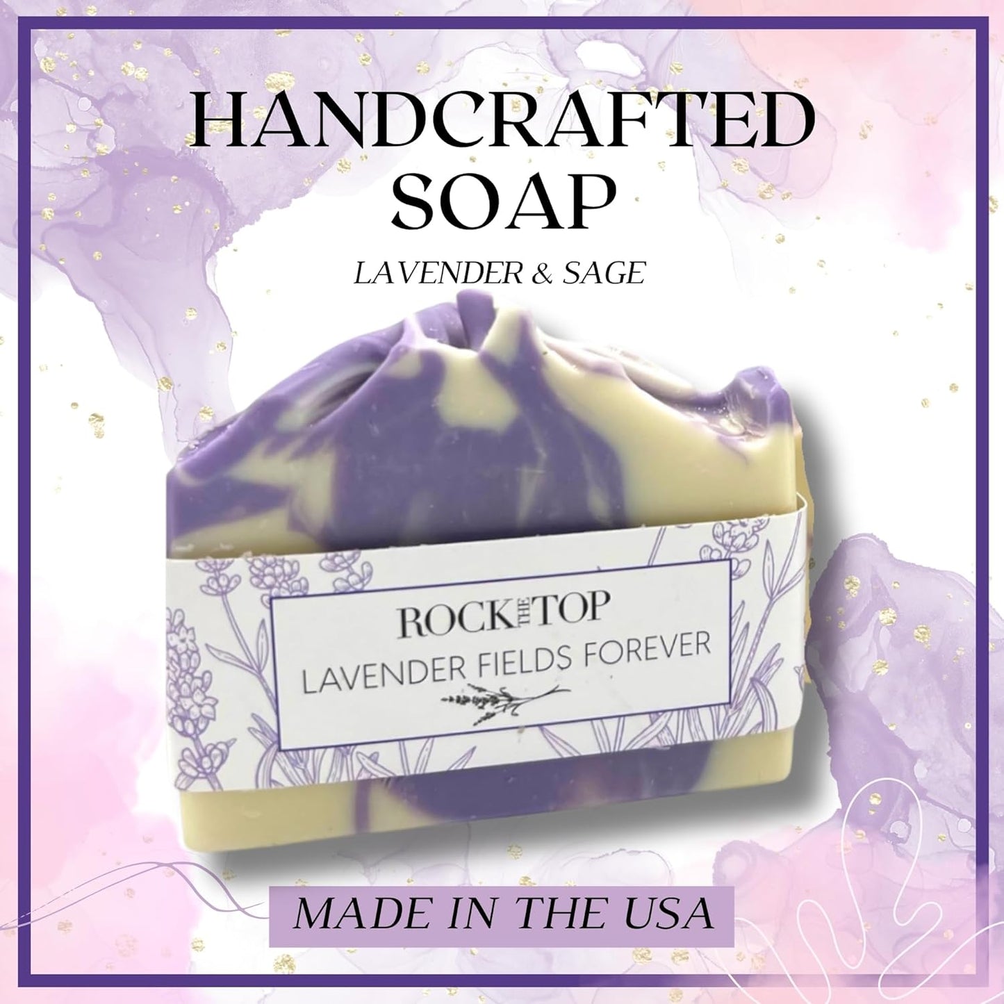 USA Made | 6 Lavender Self Care Gifts for Women, Bath Bombs (Truffles), Plant Based Dry Brush Body Brush Loofah, Epsom Salt Bath Soak, Handmade Soap, Herbal Bath Tea, Self Care Gift Box.
