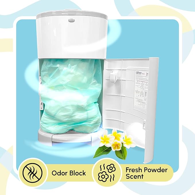 Reli. Diaper Pail Refill Bags, Compatible with Dekor Classic (10 Pack) | Diaper Dekor Refills w/Powder Fresh Scent | Odor Blocking, Strong, Easy Replacement Bags | Holds up to 4950 Diapers