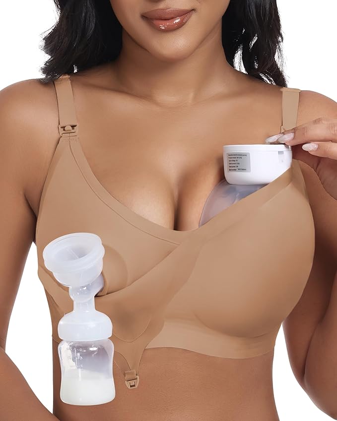 As Fairy Wireless Seamless Pumping Bra Hands Free Nursing Bra Wirefree Comfort Wearable Breast Pump Brass