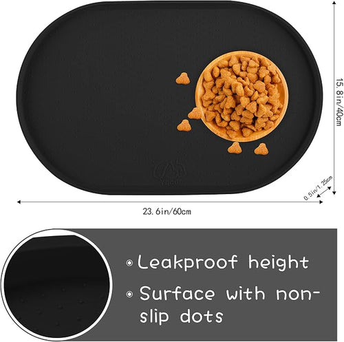 100% Waterproof 1.0" Raised Edge BPA Free Silicone Dog Food Mat, Pet Cat - Image 2