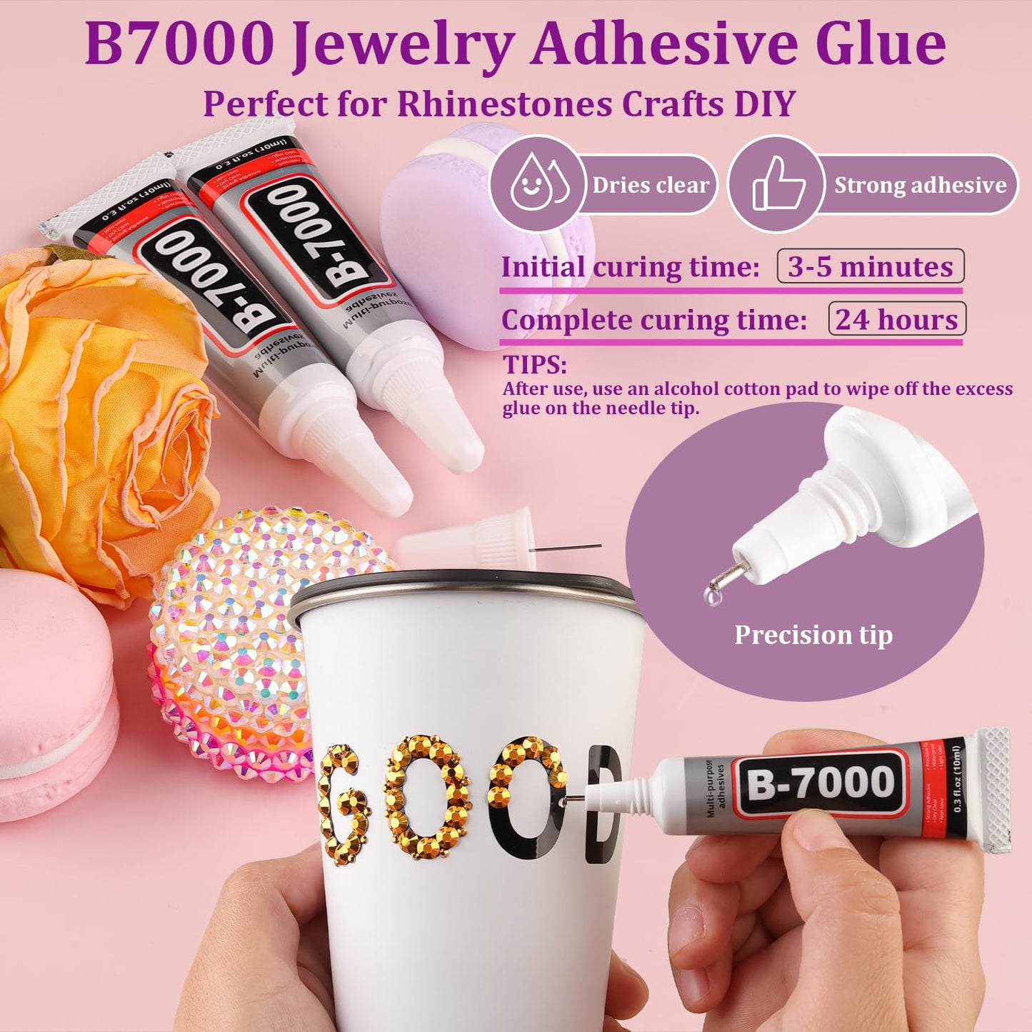25000Pcs Resin Rhinestones with Tweezers for Crafting, Gold Flatback Gems, Bedazzling Crystal with 3Pcs 10ml B7000 Jewelry Glue for DIY Crafts Clothing Tumblers Shoes Fabric Nail Art
