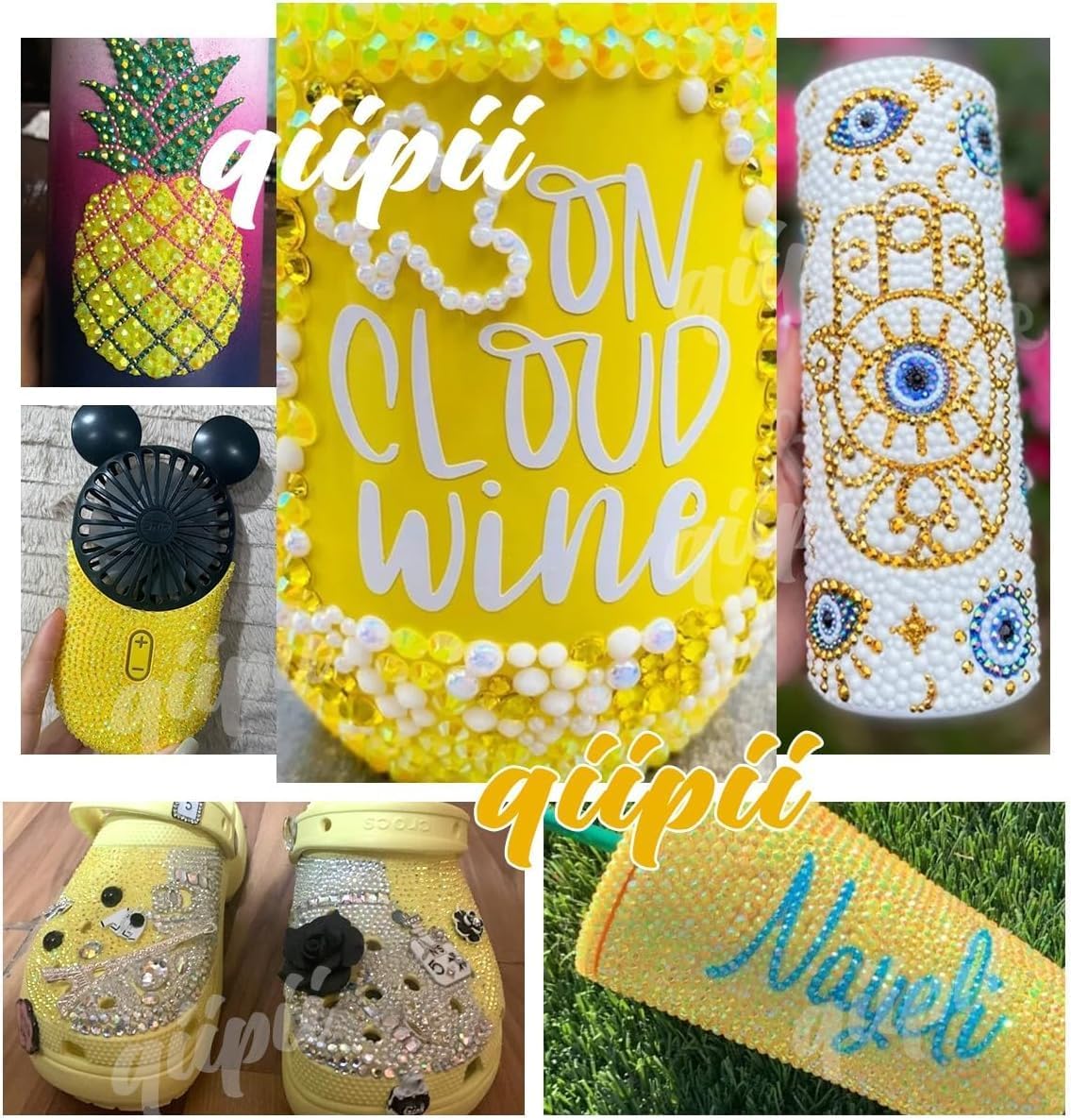 Crystal Yellow Crystal Resin Rhinestones w B7000 Jewelry Glue for Bedazzling Crafting 3mm-6mm Flatback Stones Diamonds Crystals Gems for Nails Face Eyes Makeup Tumblers Bottles DIY Crafts Shoes