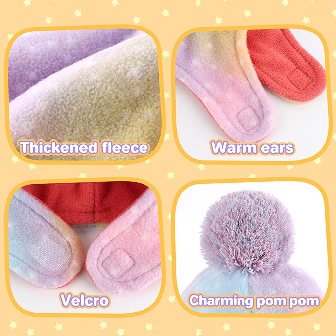 Baby Beanie Hat Pom Full Hood Hat Toddler Winter Hat Fleece Earflap Cap for 6M-4T Boys Girls Winter