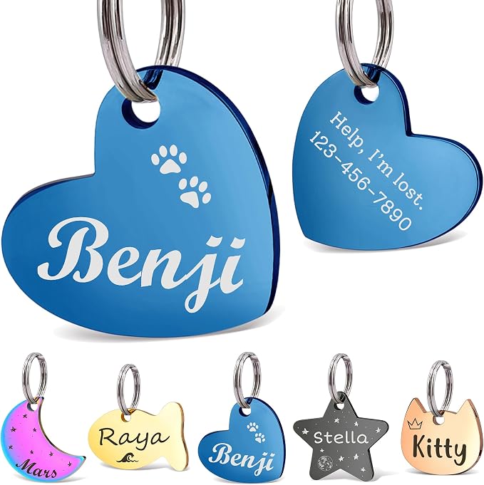 Anavia Small Size Dog Cat ID Tags, Small/XS Personalized Color Plated Stainless by Anavia