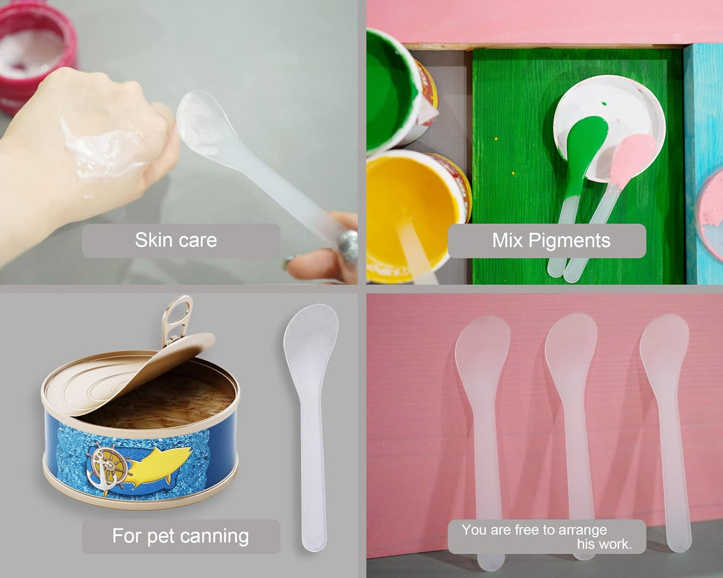 100 PCS of White Color Cosmetic Spatula for Makeup Face Mask Plastic Spoon Disposable Makeup Tools for Mixing and Sampling 4.88'' x 1.06”/Spatulas Skin Care Facial Cream Mask Spatula