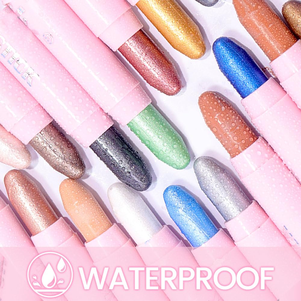 evpct 2Pcs Cream Eye Shadow Brightener Sticks Set for Eyes Waterproof, Sky Blue & Royal Blue Shimmer Cream Eyeshadow Applicator Stick Long Lasting Pigmented Eye Makeup sombras en crema para ojos 10+13