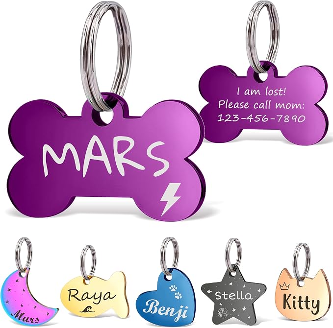 Anavia Small Size Dog Cat ID Tags, Small/XS Personalized Color Plated Stainless by Anavia