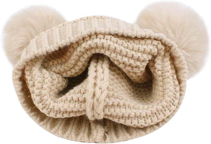 Duoyeree Baby Winter Hat Scarf Glove Beanie Set Girls Boys Pom Pom Knitted Beanie Mitten Scarves for Toddler 0-3T